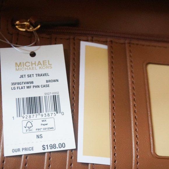 Michael Kors Jet Set Travel Large Phone Case Wallet Wristlet MK Brown - Picture 8 of 12